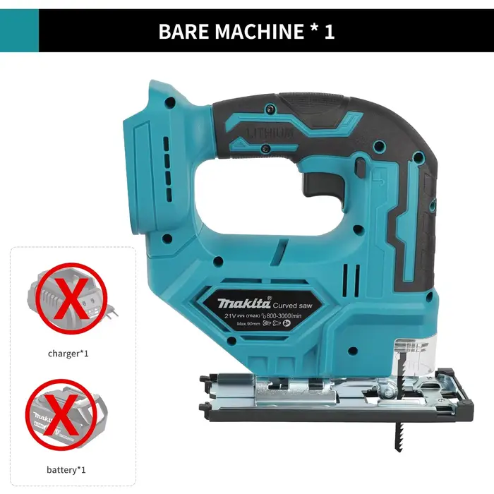 Scie sauteuse électrique Makita DJV182Z 18V sans fil avec poignée en forme de baril et lame de scie 
