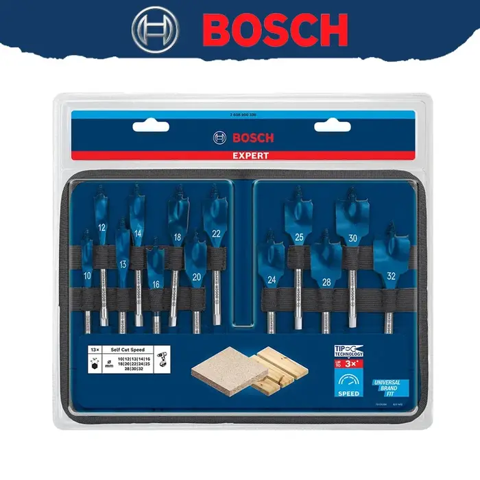 BOSCH 2608900336 EXPERT Ensemble de forets auto-coupants à vitesse variable 10-32 mm Accessoires pour perceuse à percussion Perçage du bois 13 pièces