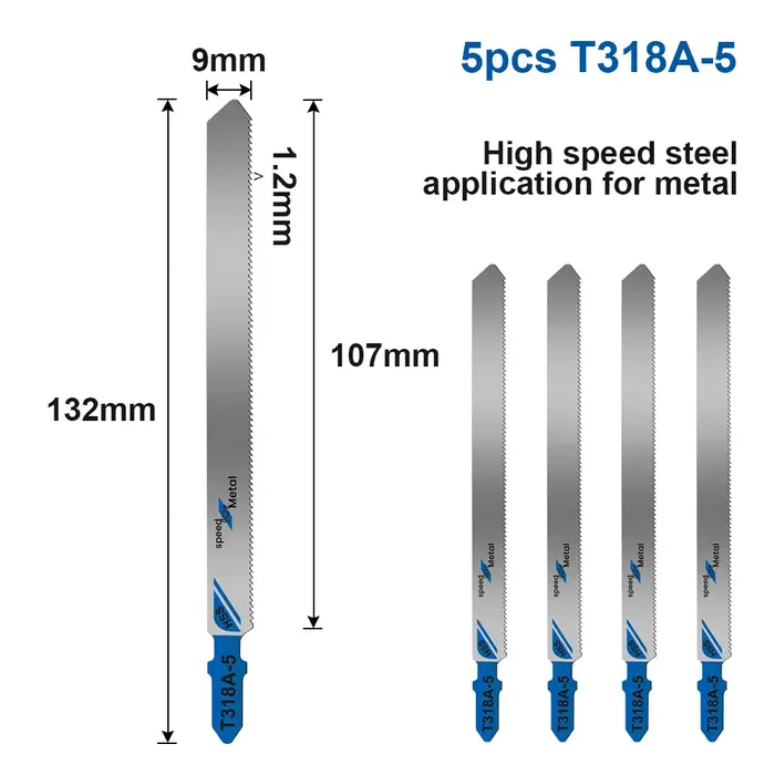 XCAN 5 pièces T318A HCS lames de scie sauteuse tige en T courbées Extra longues
