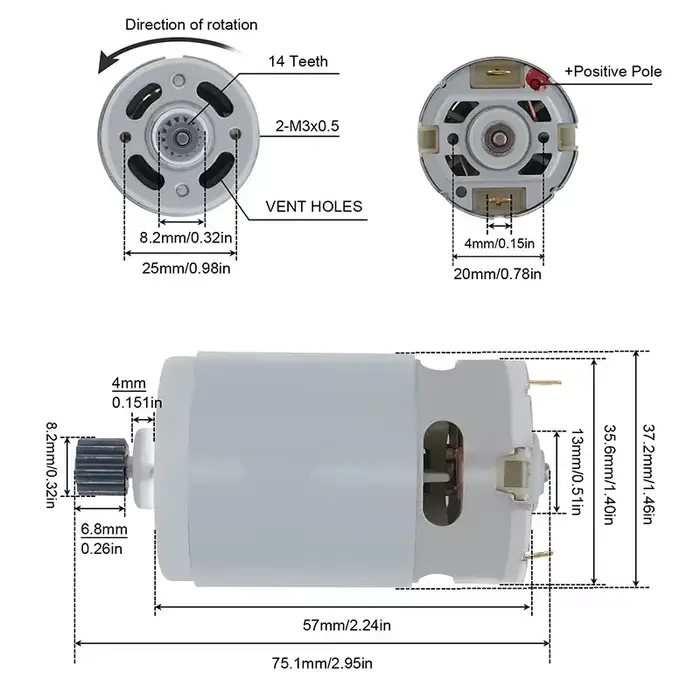 Moteur brossé 21V RS550