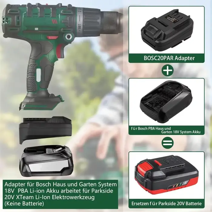 Pour Bosch 18V batterie fonctionne pour adaptateur d'outil Parkside