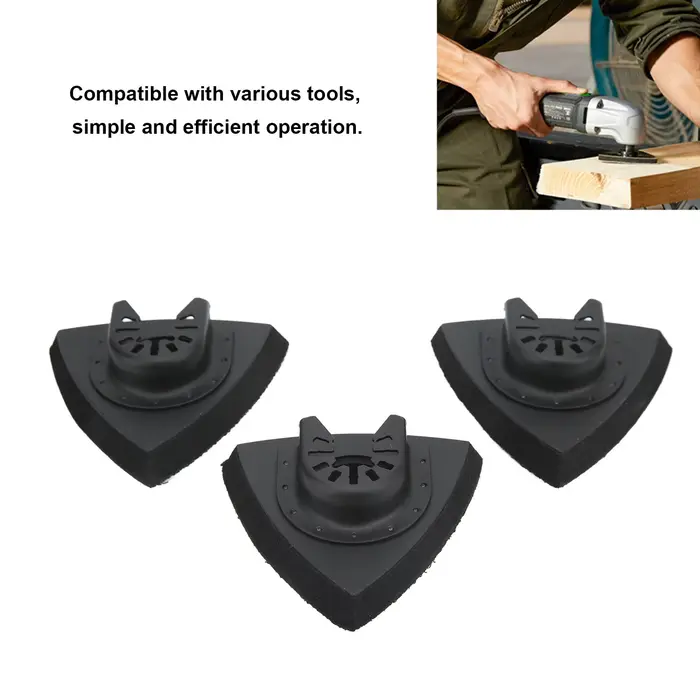 Kit de 3 tampons de ponçage triangulaires à dégagement rapide pour outil oscillant multifonction