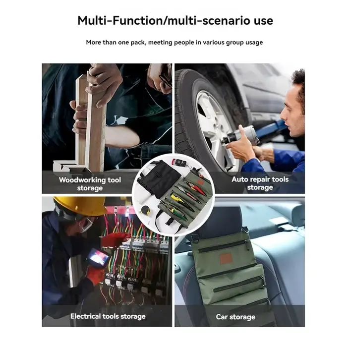 VELIF-rouleau d'outils, rouleau de clé de sac à outils enroulable polyvalent, seau organisateur d'ou
