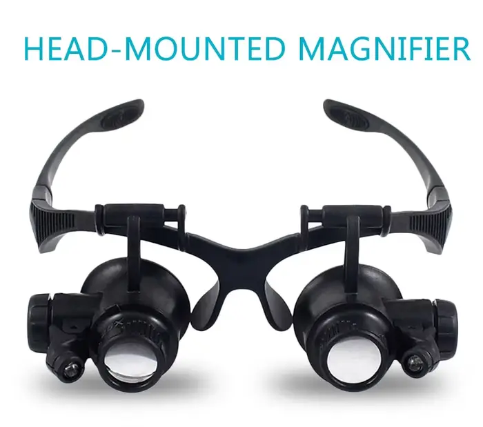 Nouveau bandeau lumière LED lunettes Loupe 10X 15X 20X 25X Double lentille de Loupe pour horloger bi
