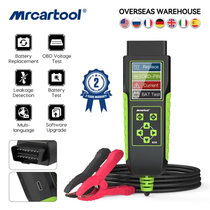MRCARTOadvocate-Testeur de batterie de voiture B250, analyseur 12V/24V, test de tension Obd, remplac