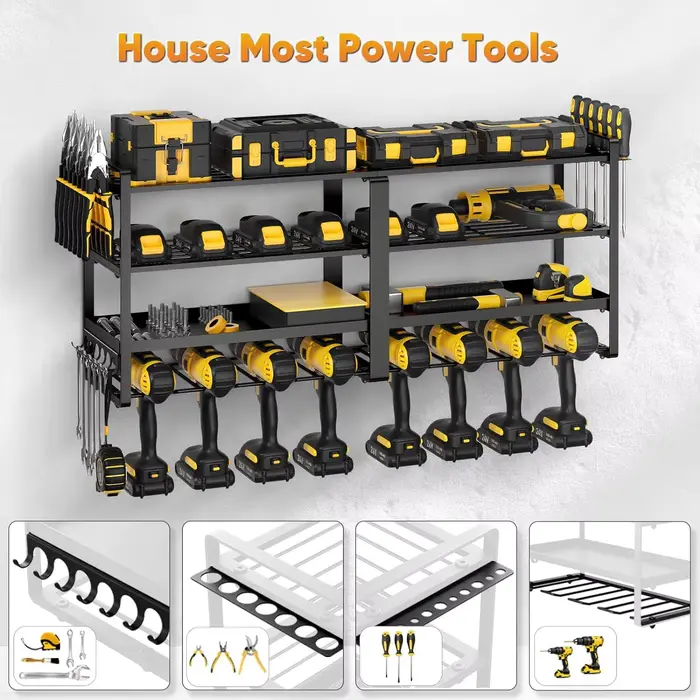 Organisateur d'outils électriques, support mural, étagère à outils en métal robuste, cintre de perce