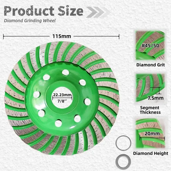 Disque de meulage diamanté 115/125 mm pour meuleuse d'angle