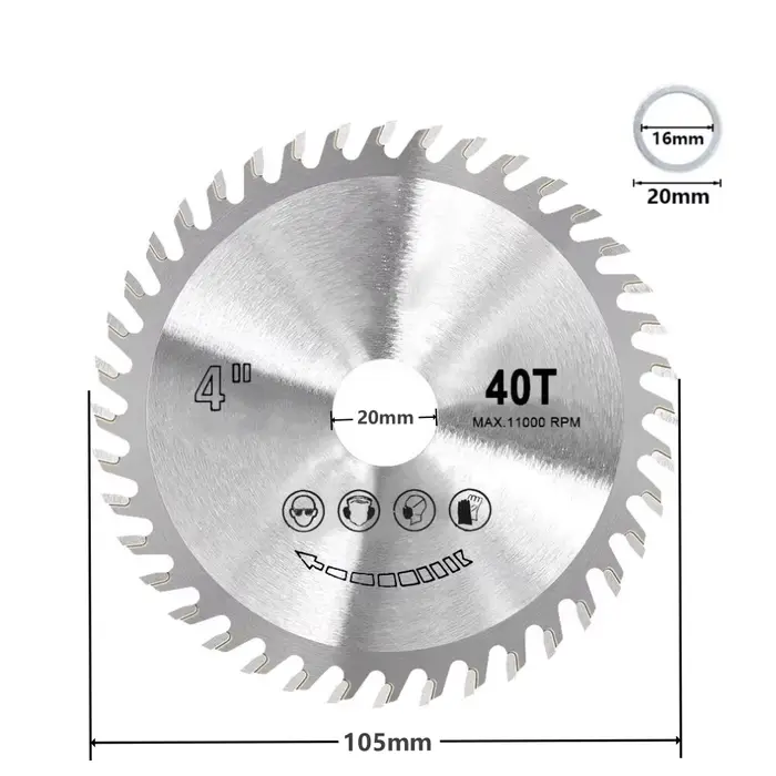 Lame de scie circulaire 4 ''40T, disque de coupe du bois 105x20mm, coupe-bois pour le bois, le plast