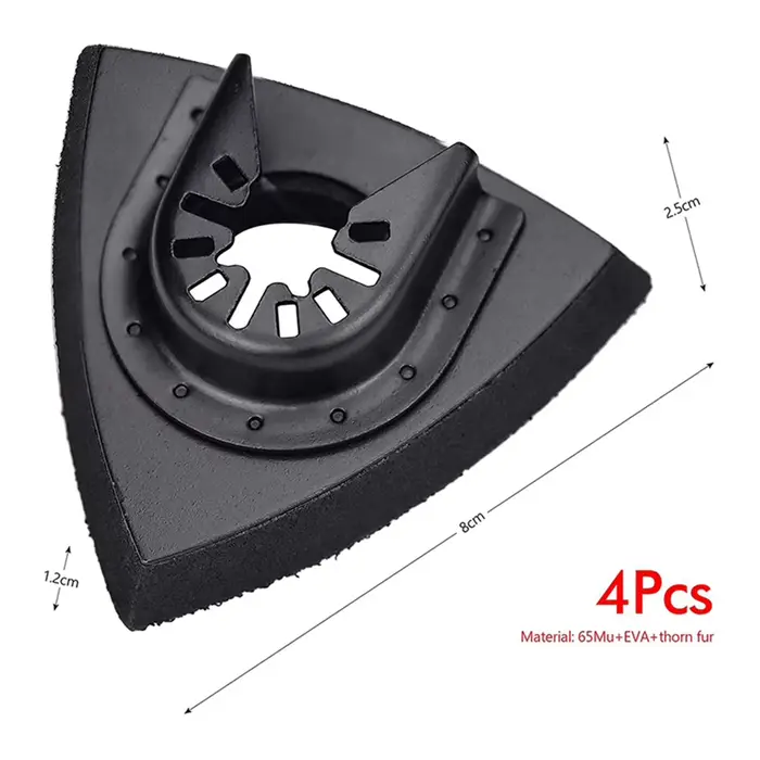 4 tampons de ponçage triangulaires 80 mm à fixation auto-agrippante