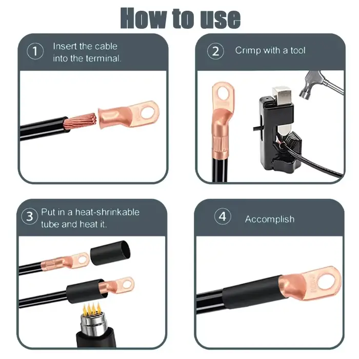 Pince à sertir portable HUHAO 8AWG-4/0AWG à ressort pour cosses en cuivre