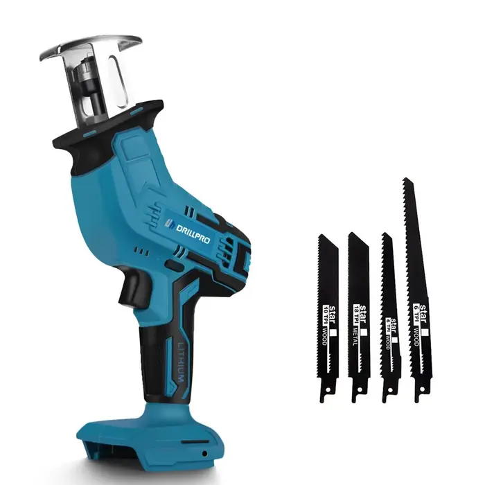 Drillpro 18V scie alternative tronçonneuse sans fil bois métal PVC tuyaux outils de coupe avec 4 lames outil électrique pour batterie