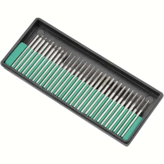 Jeu de forets à fraises diamantées 30 pièces pour outils rotatifs-tige 1/8", idéal pour le métal et 