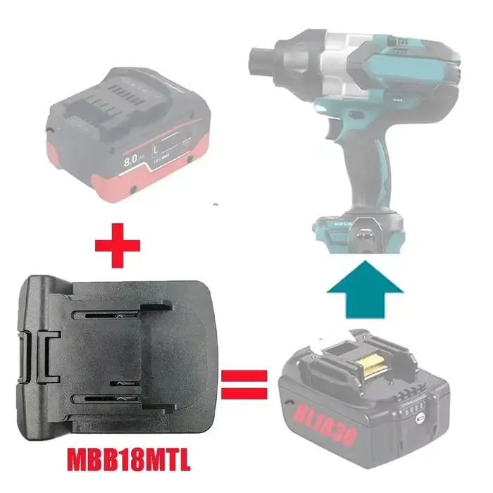 Convertisseur adaptateur pour outils électriques MBB18MTL pour batterie Li-ion Metabo 18V pour Makita pour outil électrique LXT 18V BL1830 BCL180