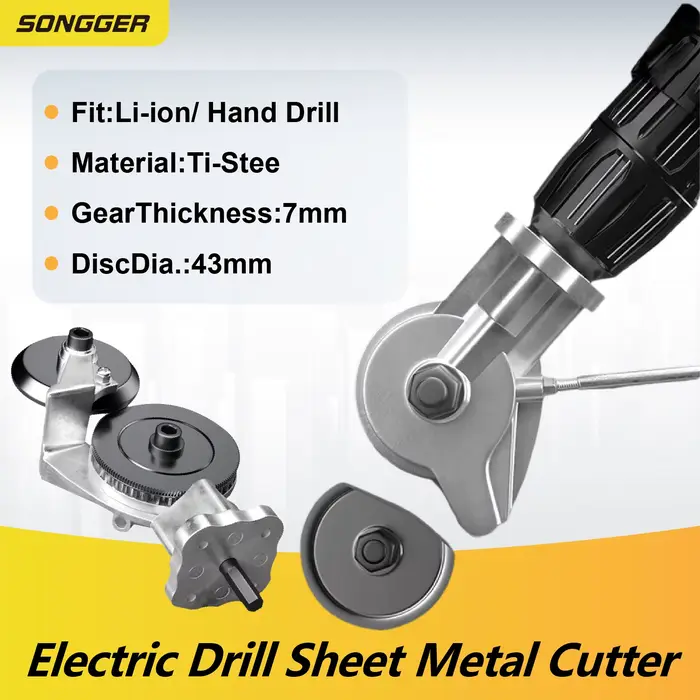 Coupe Tôle Métallique pour Perceuse Tête Rotative 360 Outil de Découpe Électrique Robuste sans Bavures pour Feuilles Métalliques