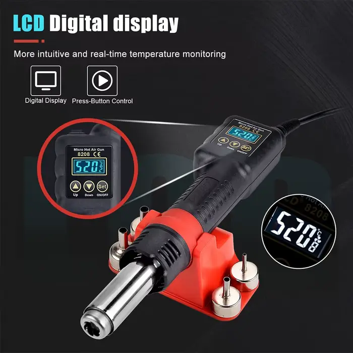 JCD pistolet à Air chaud 8208 Micro Station de soudage de retouche LCD sèche-cheveux numérique pour 