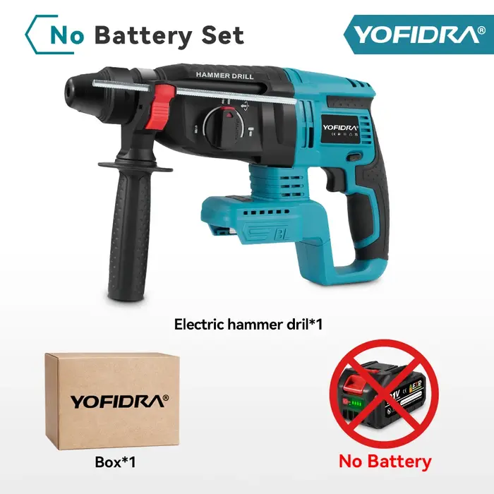 YOFIDRA 26mm marteau rotatif électrique sans brosse sans fil multifonctionnel