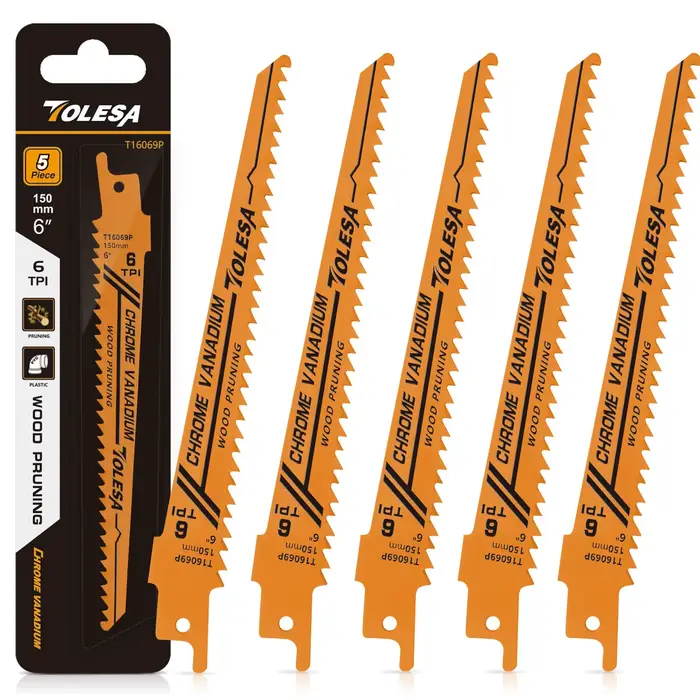 TOLESA 5 pièces 5/6TPI lames de scie alternative pour l'élagage du bois pour la coupe de tuyaux en b