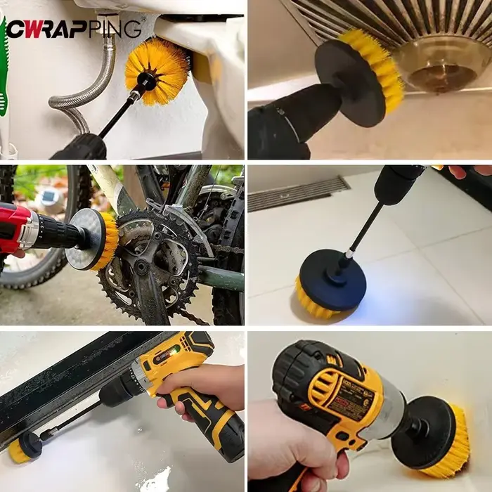 Ensemble de brosses de nettoyage rondes en Nylon pour perceuse électrique