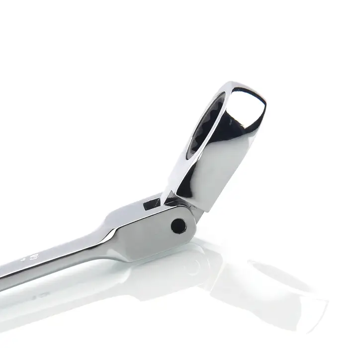 Clé à cliquet monobloc 72 dents à tête flexible finition miroir
