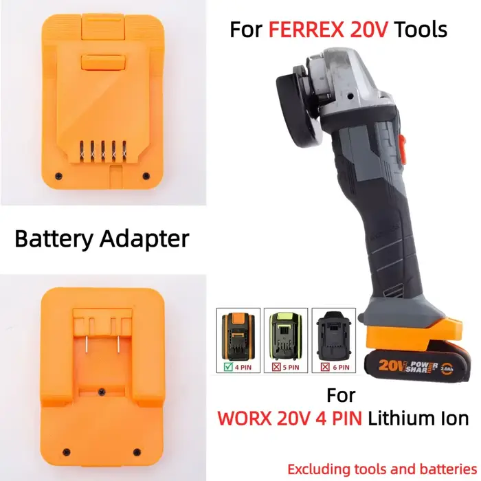 Adaptateur de batterie pour convertisseur de batterie au Lithium WORX 20V 4 broches vers outils de f