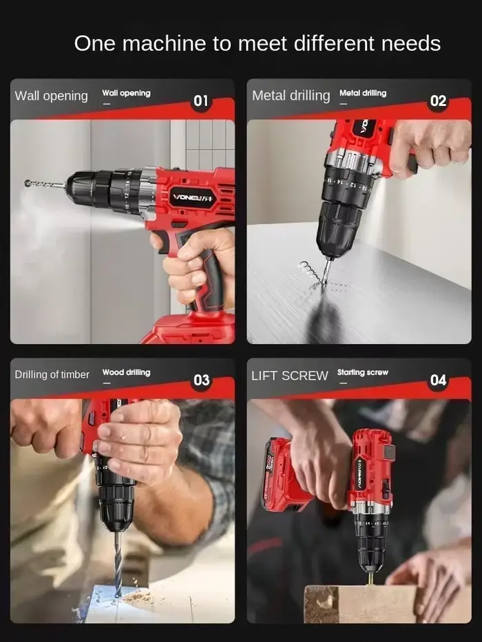 Perceuse à percussion électrique polyvalente et tournevis avec contrôle de vitesse réglable