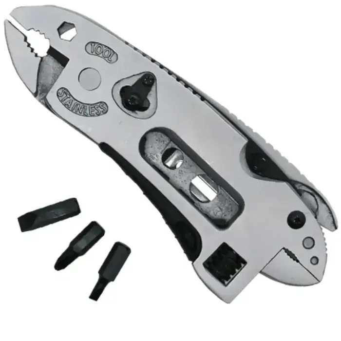 Clé multi-outils réglable, outil de poche multifonctionnel en acier inoxydable, clé croisée, tournevis, pince, couteau pliant