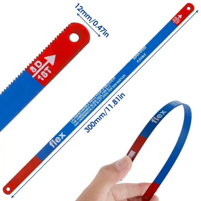 10 pièces lame de scie à métaux 300mm 18 dents lames de scie à main M35 lame de scie sauteuse de remplacement en acier pour la coupe du bois de viande outil de travail du bois