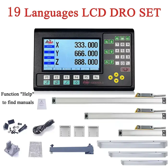 Lecture numérique multilingue HXX 2 axes, ensemble DRO LCD 3 axes et échelle linéaire en verre, règl