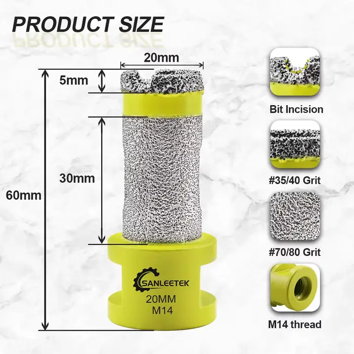 SANLEETEK Forets diamantés 20/25/35/50/68mm pour la découpe de carreaux, idéaux pour le ponçage de l
