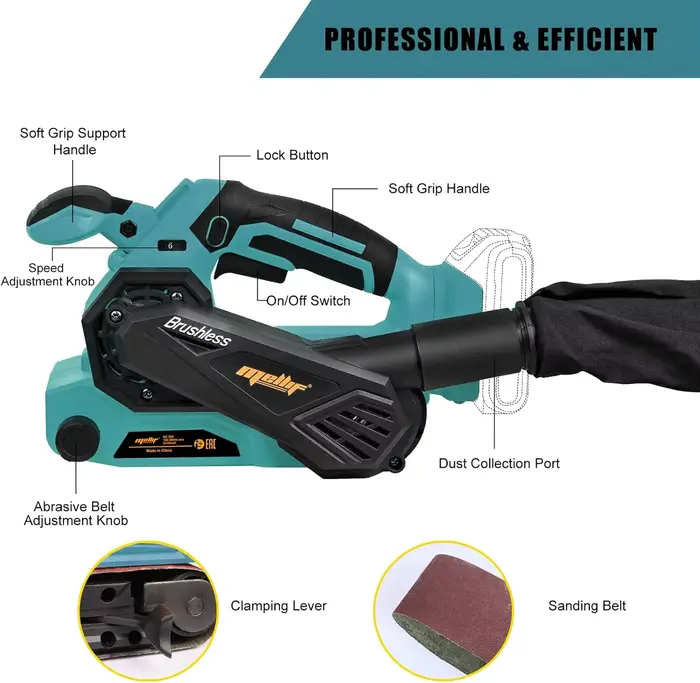 Ponceuse à bande sans fil pour batterie Makita 18V BL1830 BL1840