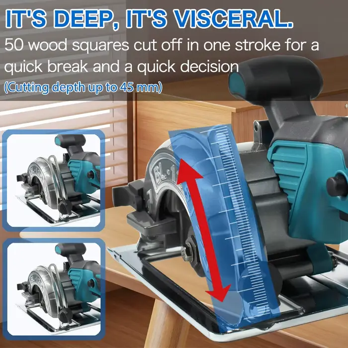 Makita-Scie circulaire électrique sans fil sans balais, machine à couper le bois réglable, détermine