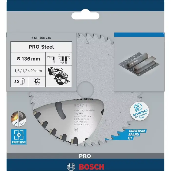 Accessoires pour outils électriques BOSCH 2608837746 – Lame de scie circulaire en acier T30 PRO