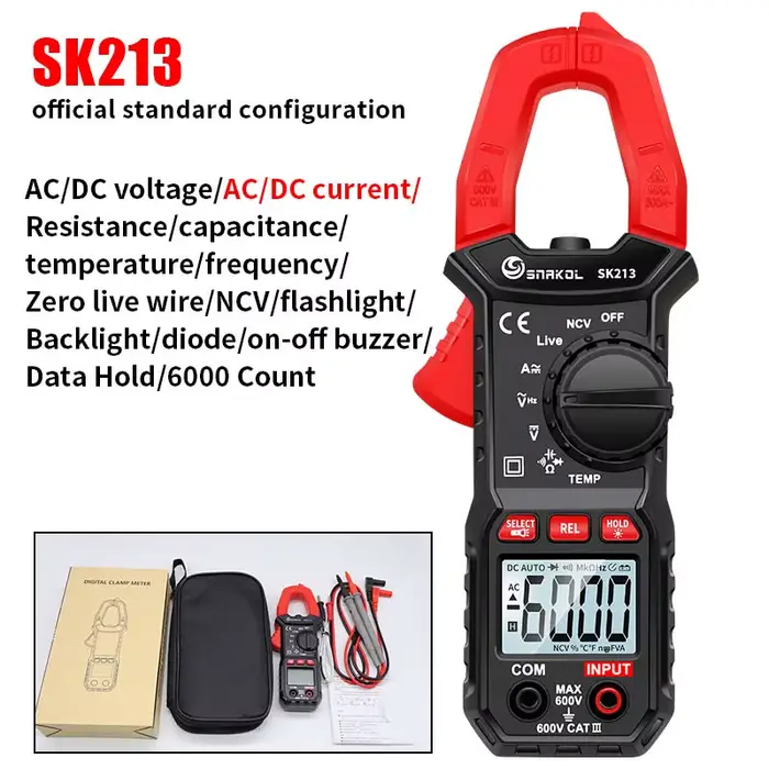 SNAKOL pince multimètre numérique 600A courant True RMS pince intelligente ampèremètre Auto Rang 600