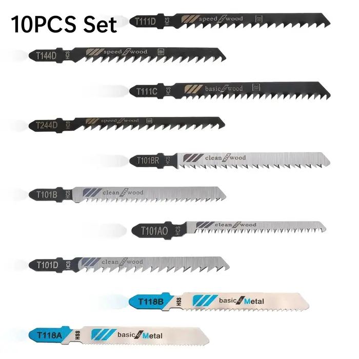 10 pièces/ensemble lames de scie sauteuse bois tôle coupe lame