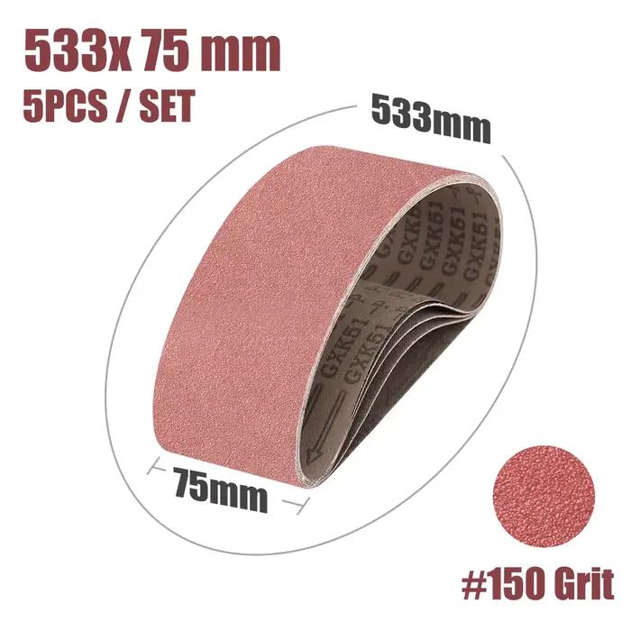 CMCP-Bande abrasive pour ponceuse, 533x75mm, 5 pièces, accessoire pour bois et métal
