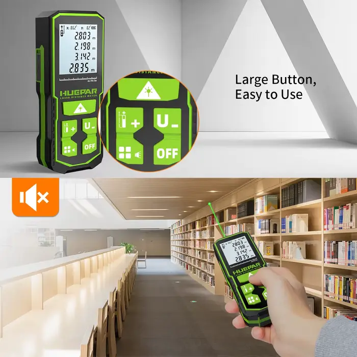 Huepar numérique vert Laser télémètre 60M 100M 120M Laser ruban à mesurer télémètre avec capteur d'a
