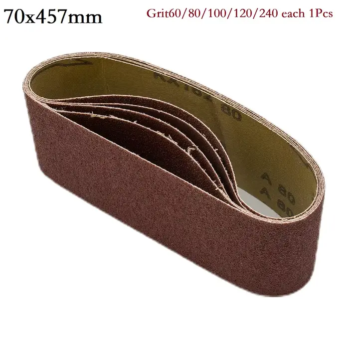 5 pièces bandes abrasives 75x457 Mm qualité mixte 60 80 120 240 grain outil électrique ponceuse Lot pour cuir métal bois meulage et polissage