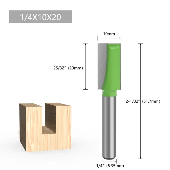 LAVIE Ensemble de fraises droites de nettoyage de fond à queue de 1/4 pouce pour machine à bois