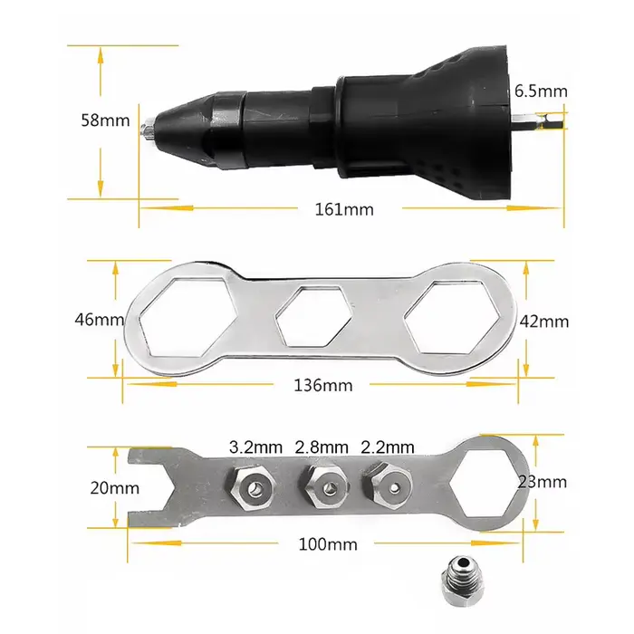 Adaptateur de perceuse à riveter, adaptateur de Conversion de pistolet à écrou à traction électrique