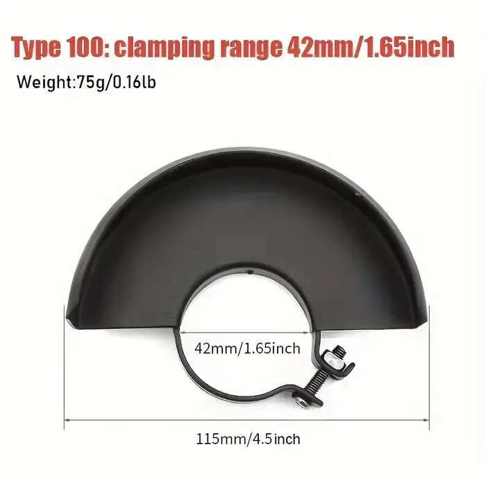 Meuleuse d'angle noire 4.5/5 pouces, protection de sécurité en métal, couverture de roue pour meuleu