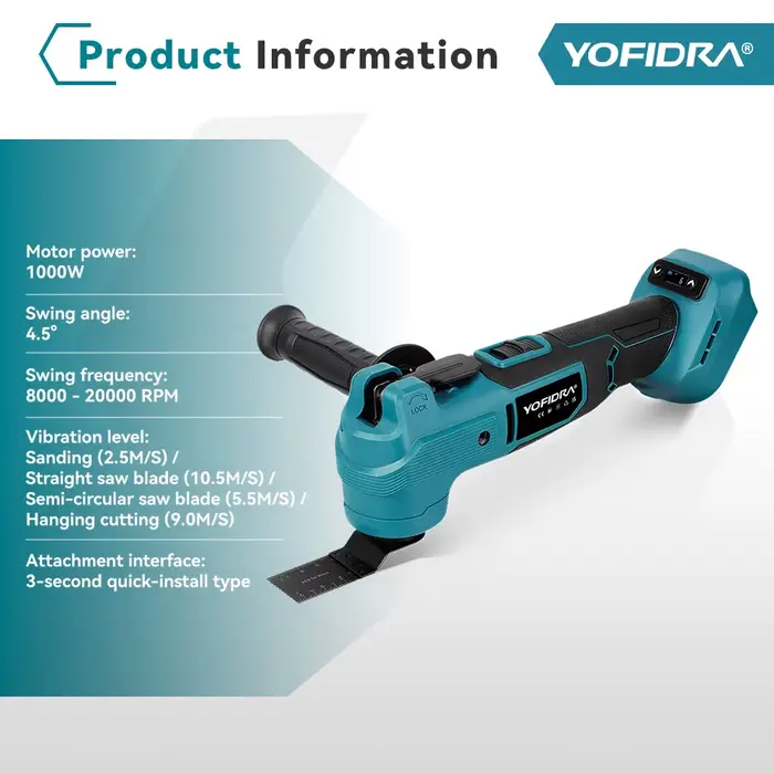 YOFIDRA 1000W oscillant outil multifonction scie électrique tondeuse coupe ponçage bricolage