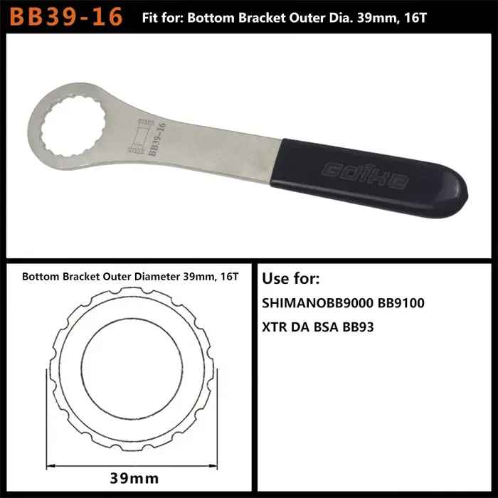 Outil de démontage de boîtier de pédalier multi-tailles 12T 16T 24T, clé BB 39-52mm, outils de répar