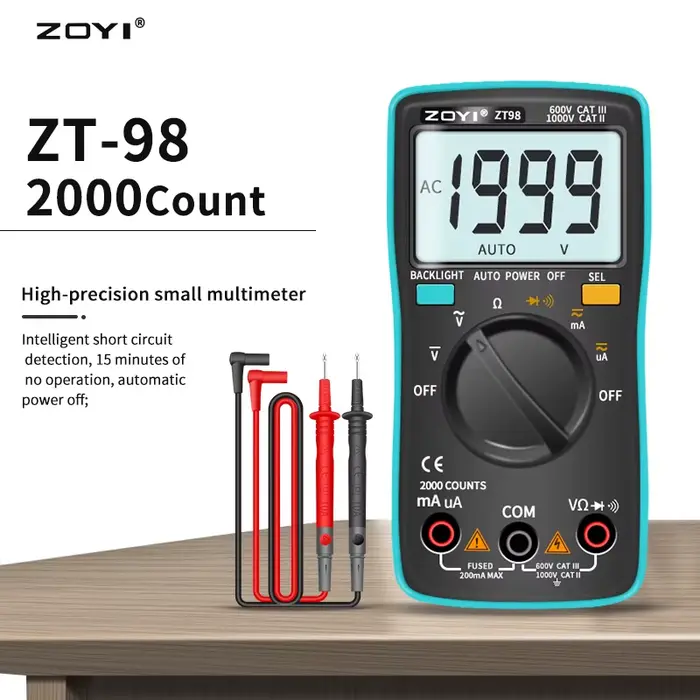 ZOYI multimètre numérique ampèremètre voltmètre résistance fréquence rétro-éclairage mètre tension Diode