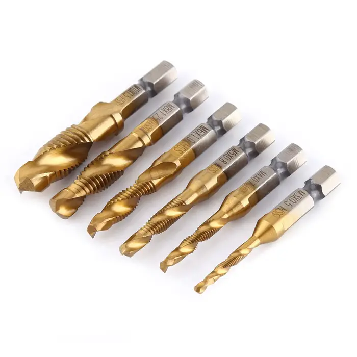 M3-M10 Titane Revêtu HSS Foret et Tarauds 1/4 "Hex Tige Taraudage Outil Filetage
