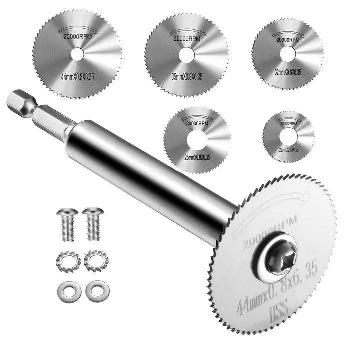 Disque de coupe HSS pour outil rotatif à tige hexagonale de 1/4 po