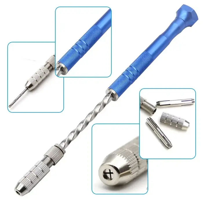 Bleu étendu Semi-automatique 0.5-3mm Main Twist Drill Ambre En Plastique Carte De Forage Outil