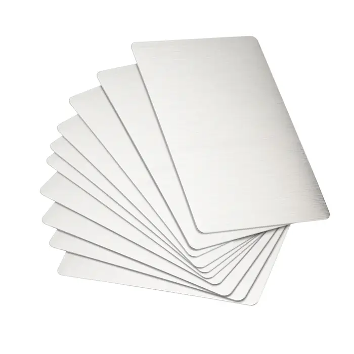 Uxcell 15 pièces d'épaisseur 0.4mm en acier inoxydable carte en métal vierge carte de visite 88x53mm
