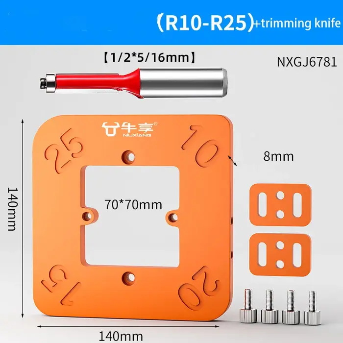 Gabarit de rayonnage d'angle pour le travail du bois et ensemble de couteaux de découpe R10-R50, guide de rayonnage d'arc en ABS, outil de arrondissement d'angle pour armoires