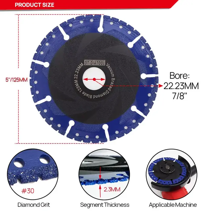 DT-DIATOOL 1pc Dia 125mm/5 pouces diamant disques de coupe tout usage scie lame sauvetage diamant la