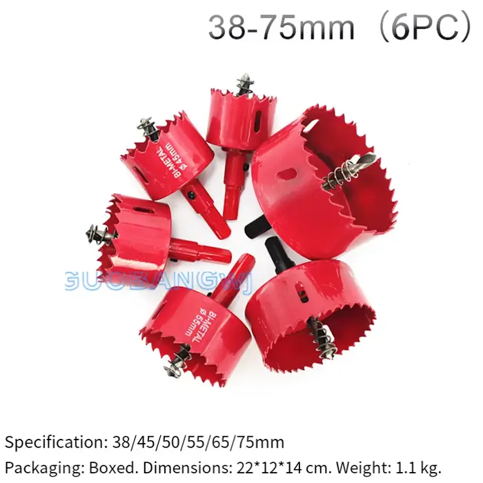 Kit de scie cloche bimétallique M42, 16-38mm, pour bois, cloisons sèches, haut-parleur en plastique,